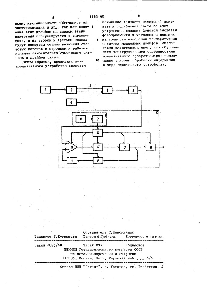 Прозрачномер (патент 1163160)