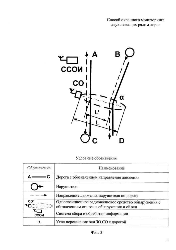 Способ охранного мониторинга двух лежащих рядом дорог (патент 2634745)