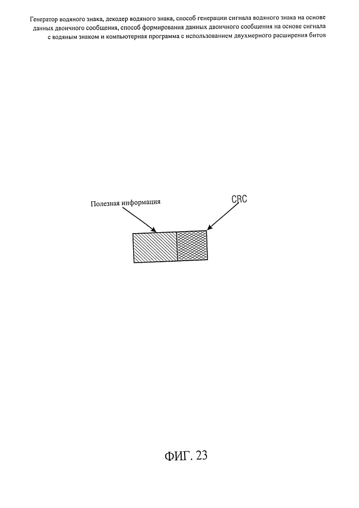 Генератор водяного знака, декодер водяного знака, способ генерации сигнала водяного знака на основе данных двоичного сообщения, способ формирования данных двоичного сообщения на основе сигнала с водяным знаком и компьютерная программа с использованием двухмерного расширения битов (патент 2666647)