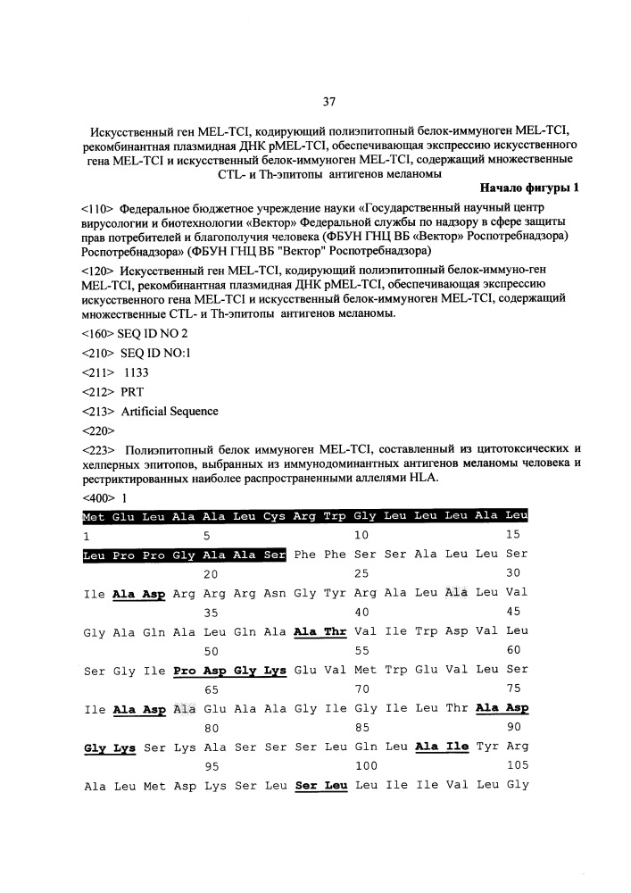 Искусственный ген mel-tci, кодирующий полиэпитопный белок-иммуноген mel-tci, рекомбинантная плазмидная днк pmel-tci, обеспечивающая экспрессию искусственного гена mel-tci и искусственный белок-иммуноген mel-tci, содержащий ctl- и th-эпитопы антигенов меланомы, рестриктированные множественными аллелями hla i и ii класса (патент 2650872)