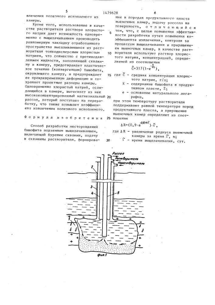 Способ разработки месторождений бишофита подземным выщелачиванием (патент 1479628)