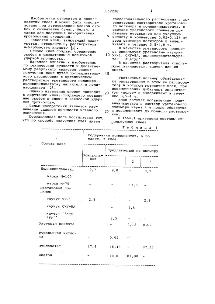 Способ получения клея (патент 1062238)