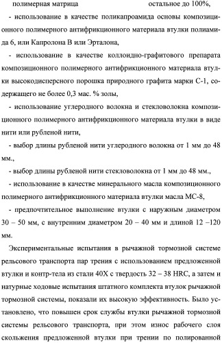 Втулка рычажной тормозной системы рельсового транспорта (патент 2482342)