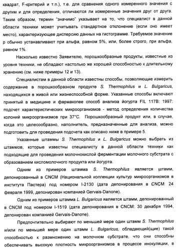 Порошкообразный кисломолочный продукт или йогурт с высоким содержанием молочнокислых микроорганизмов (патент 2452185)