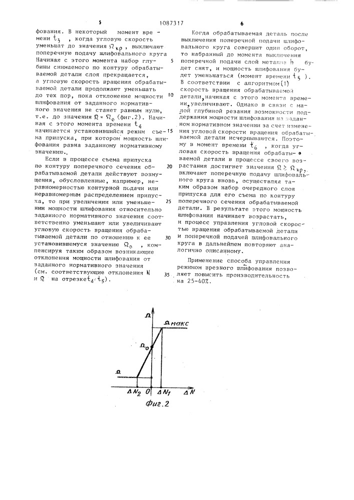 Способ управления режимом врезного шлифования (патент 1087317)