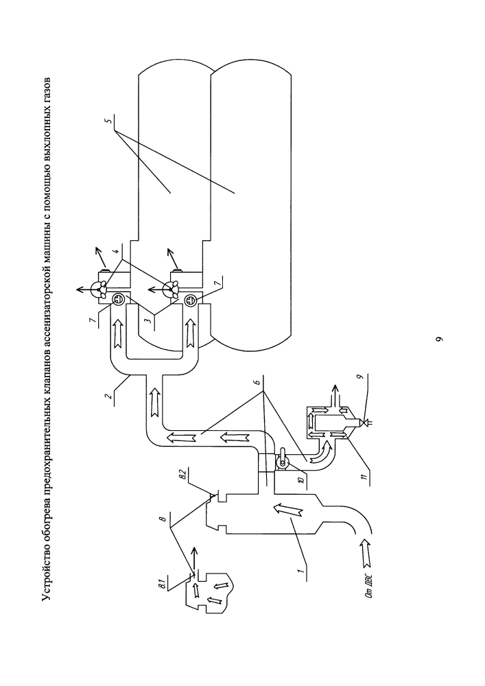 Устройство обогрева предохранительных клапанов ассенизаторской машины с помощью выхлопных газов (патент 2603876)