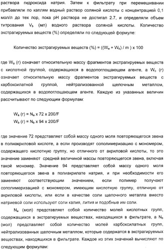 Водопоглощающий агент в виде частиц, содержащий в качестве основного компонента водопоглощающую смолу (варианты), поглощающее изделие на его основе и варианты способа получения водопоглощающего агента (патент 2338763)
