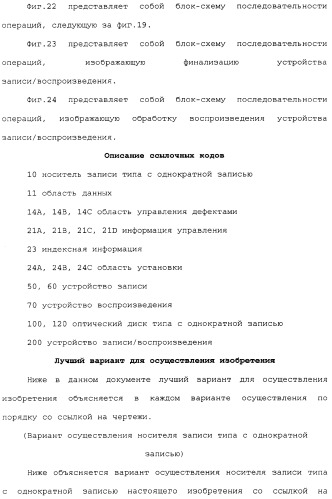 Носитель записи типа с однократной записью, устройство записи и его способ, устройство воспроизведения и его способ и компьютерная программа (патент 2349974)