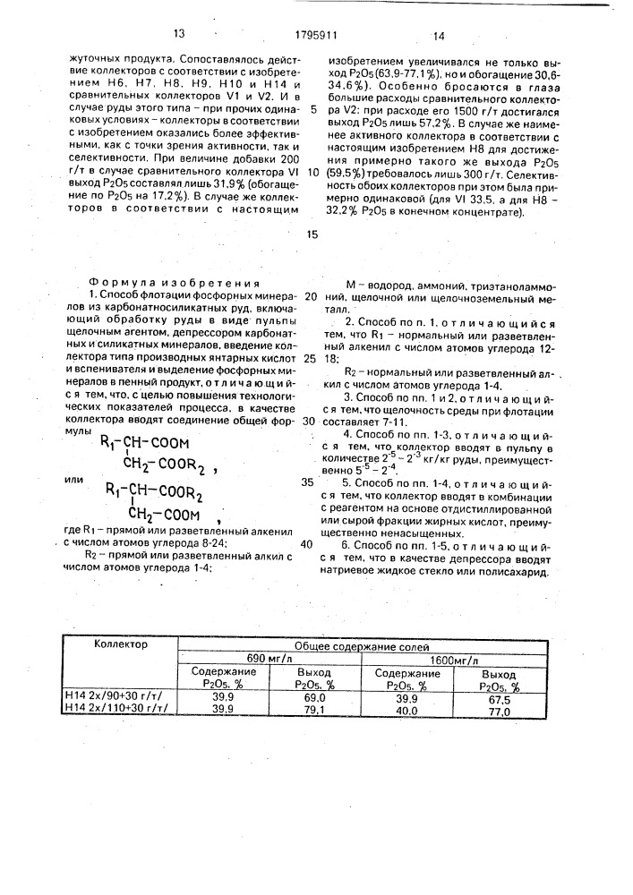 Способ флотации фосфорных минералов из карбонатносиликатных руд (патент 1795911)