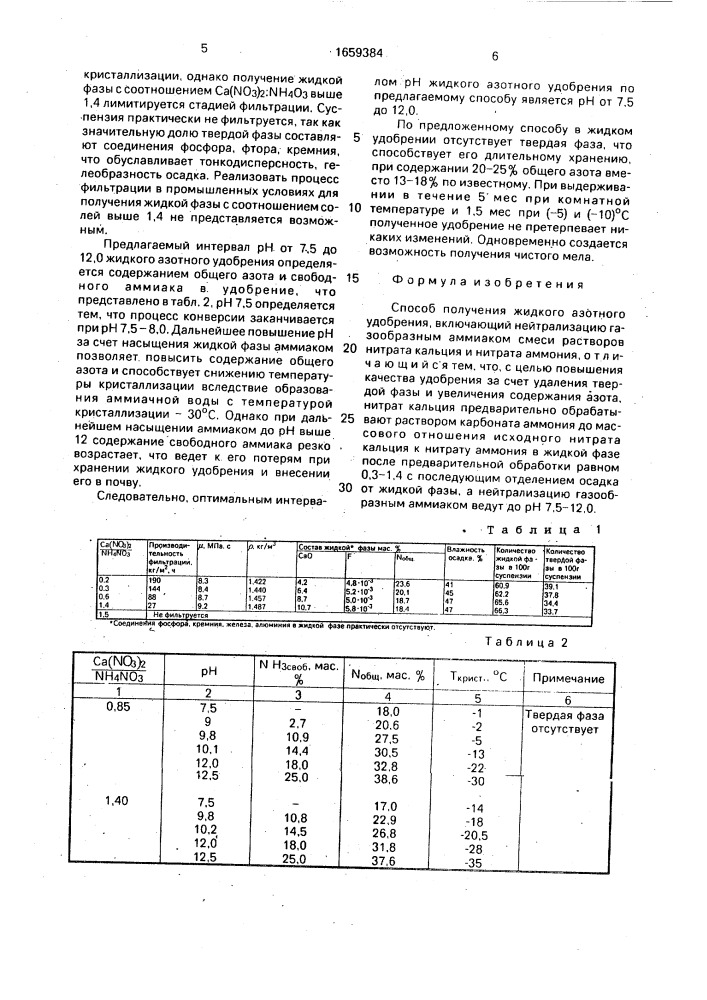 Способ получения жидкого азотного удобрения (патент 1659384)