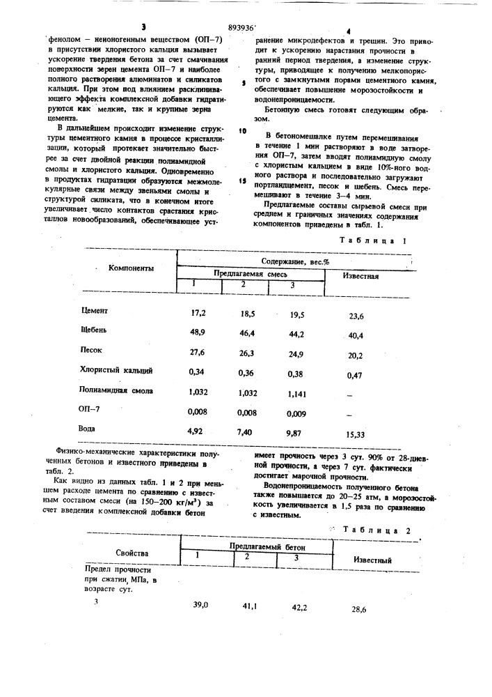 Бетонная смесь (патент 893936)