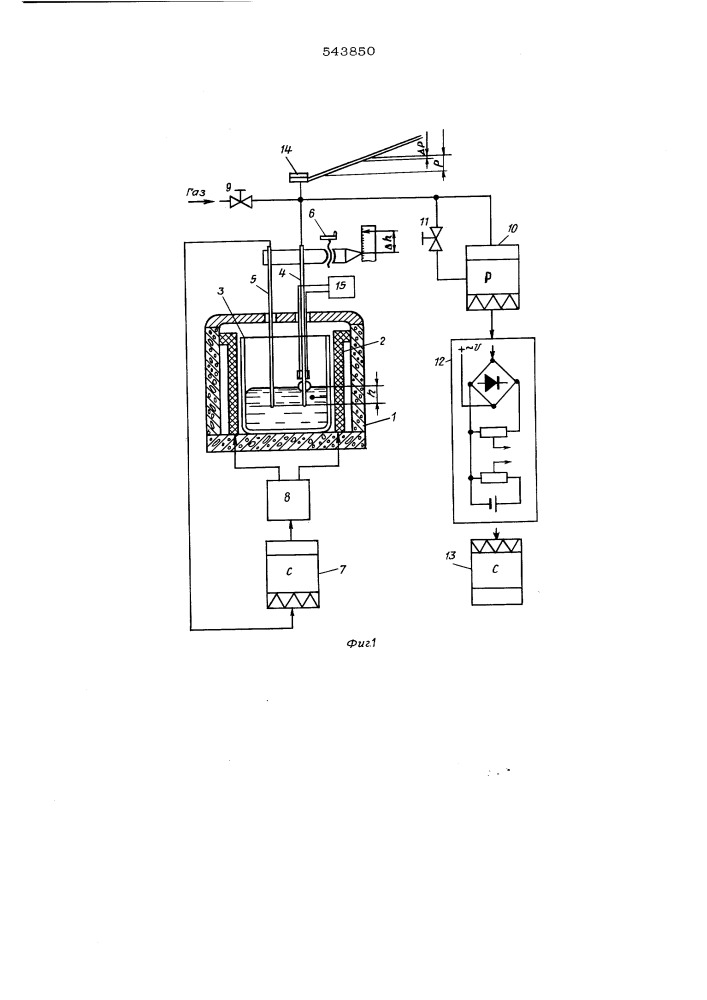 Устройство для измерения поверхности натяжения расплавов (патент 543850)