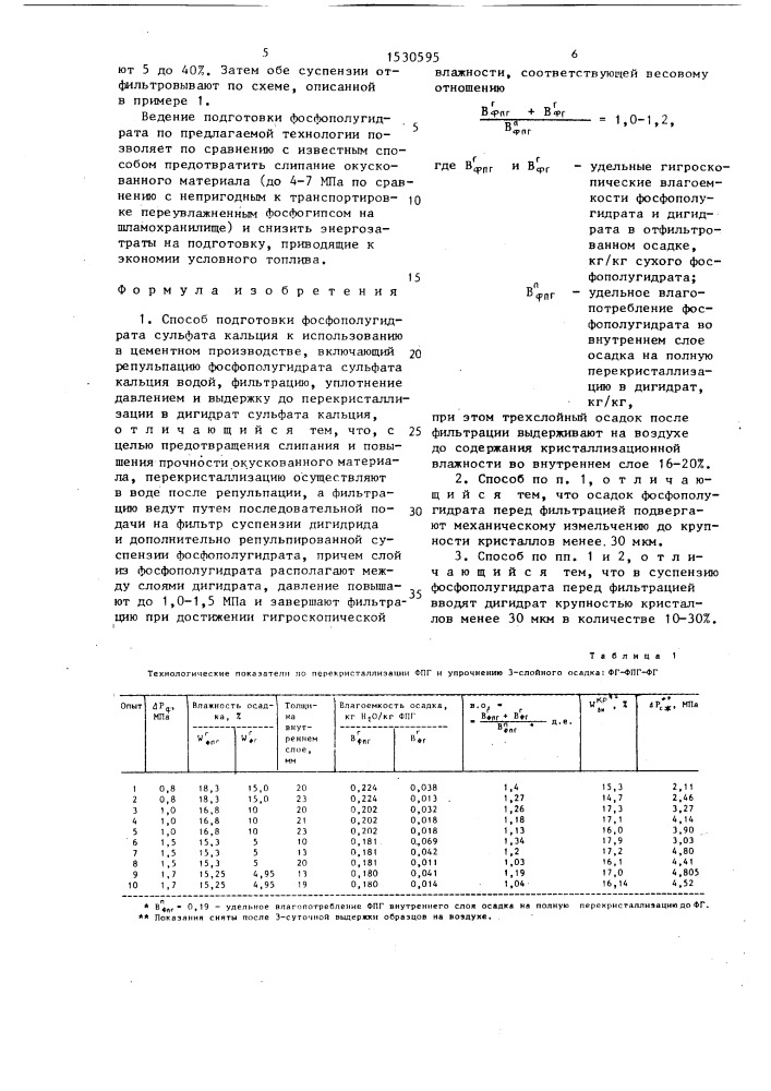 Способ подготовки фосфополугидрата сульфата кальция к использованию в цементном производстве (патент 1530595)