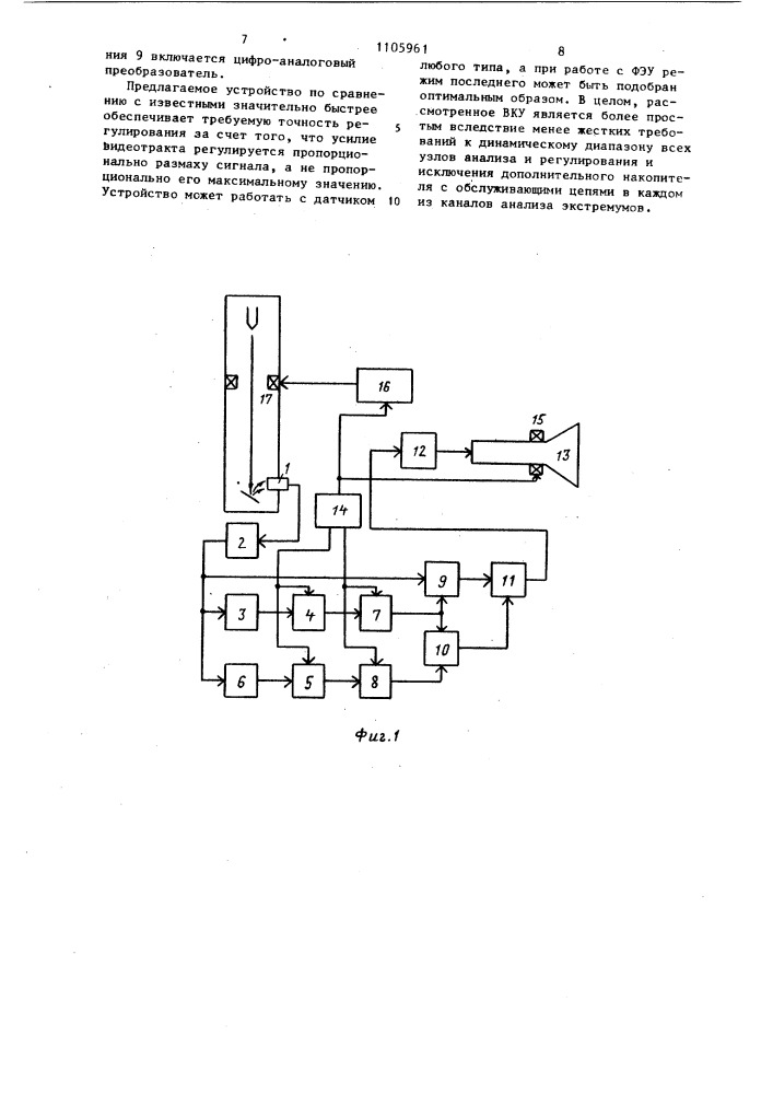 Видеоконтрольное устройство для растрового электронного микроскопа (патент 1105961)