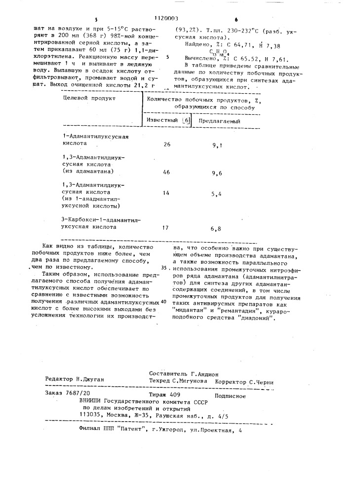 Способ получения адамантилуксусных кислот (патент 1120003)