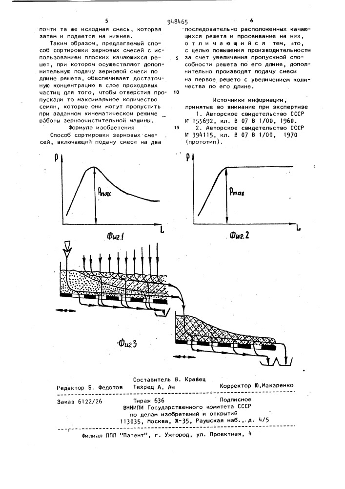 Способ сортировки зерновых смесей (патент 948465)