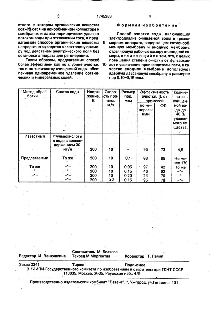 Способ очистки воды (патент 1745283)