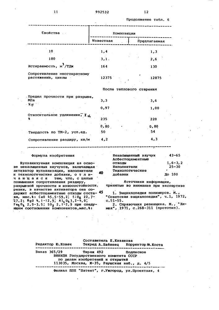 Вулканизуемая композиция на основе ненасыщенных каучуков (патент 992532)