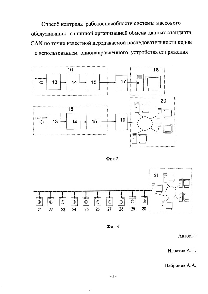 Способ контроля работоспособности систем массового обслуживания с шинной организацией обмена данных стандарта can по точно известной передаваемой последовательности кодов с использованием однонаправленного устройства сопряжения (патент 2656731)