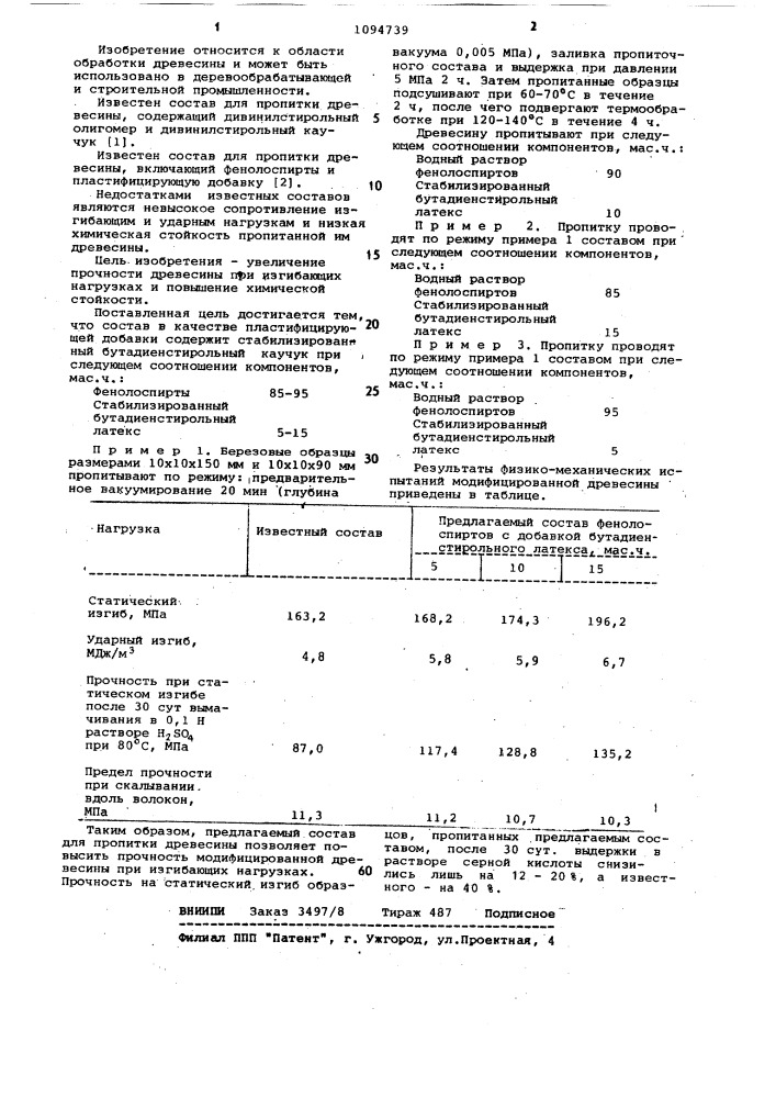 Состав для пропитки древесины (патент 1094739)