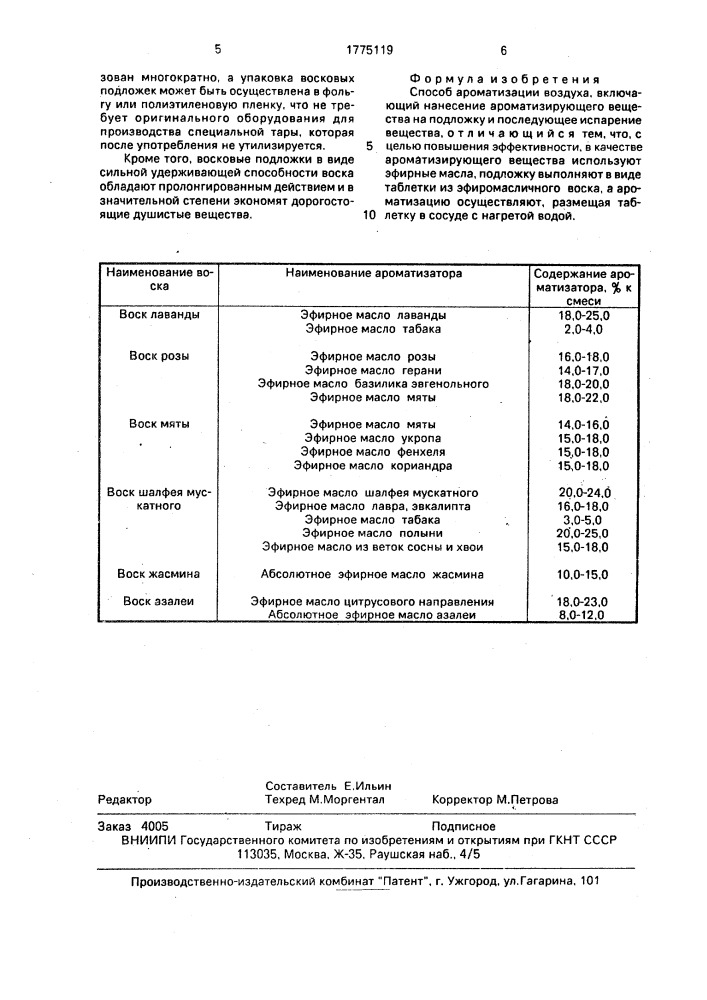 Способ ароматизации воздуха (патент 1775119)