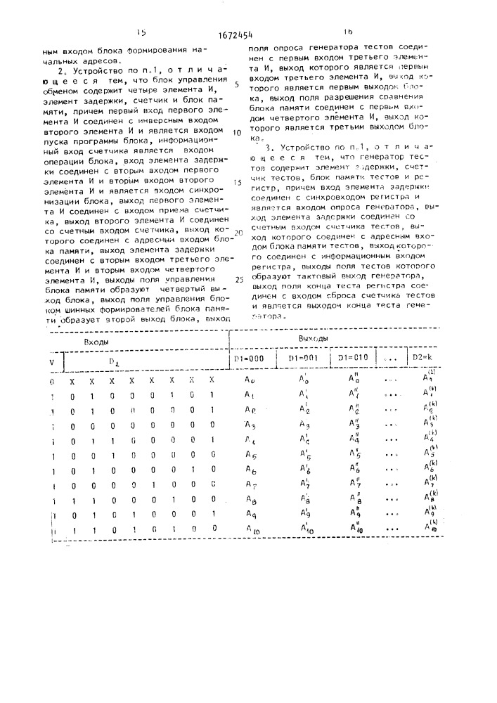 Устройство для контроля больших интегральных схем (патент 1672454)