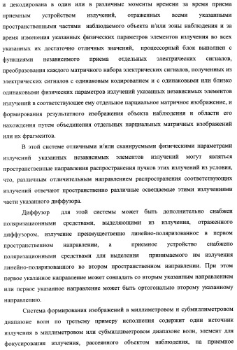 Способ формирования изображений в миллиметровом и субмиллиметровом диапазоне волн (варианты), система формирования изображений в миллиметровом и субмиллиметровом диапазоне волн (варианты), диффузорный осветитель (варианты) и приемо-передатчик (варианты) (патент 2349040)