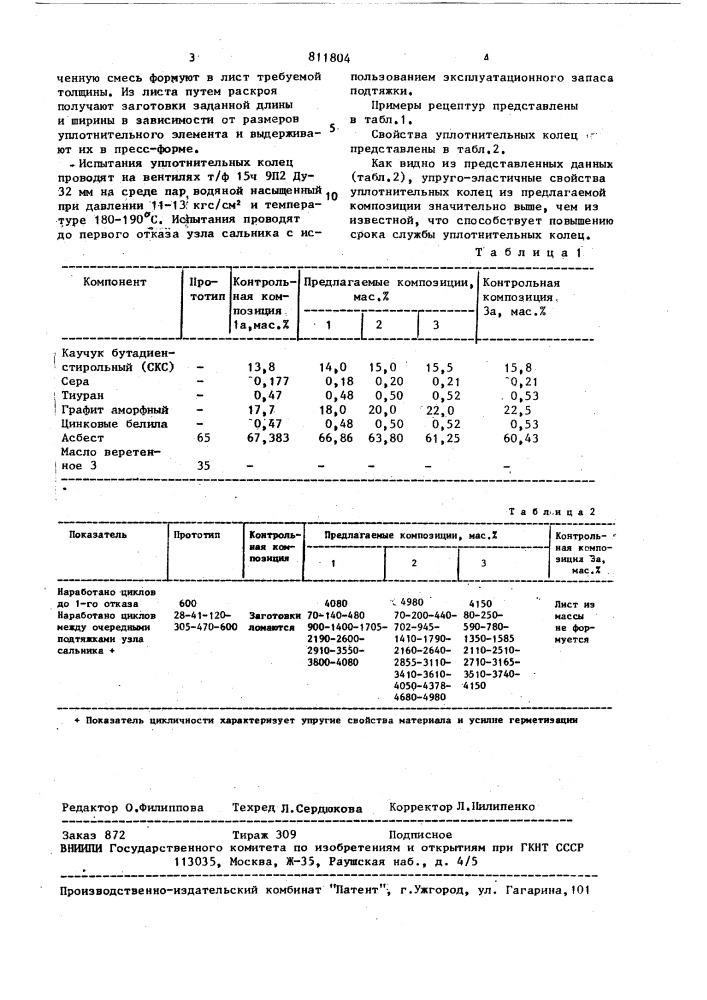 Композиция для уплотнительных колец (патент 811804)