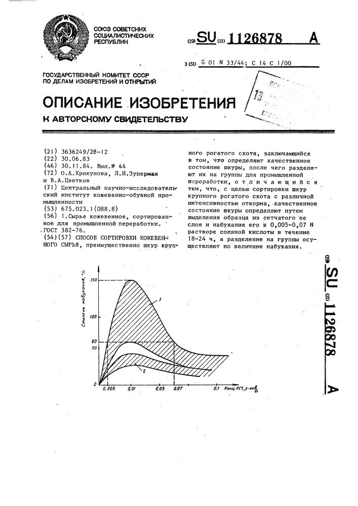 Способ сортировки кожевенного сырья (патент 1126878)