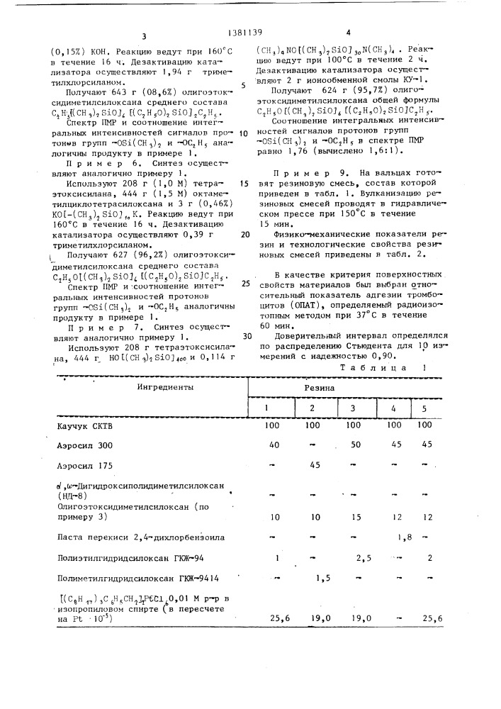 Резиновая смесь на основе винилсилоксанового каучука (патент 1381139)