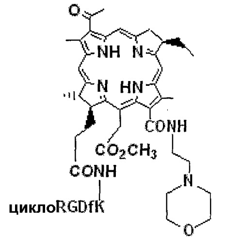 Конъюгаты rgd-пептидов и фотосенсибилизаторов порфирина или (бактерио)хлорофилла и их применение (патент 2450018)