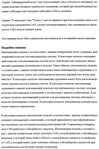 Впитывающие изделия, содержащие впитывающие материалы, проявляющие свойства отбухания/ вторичного набухания (патент 2490029)