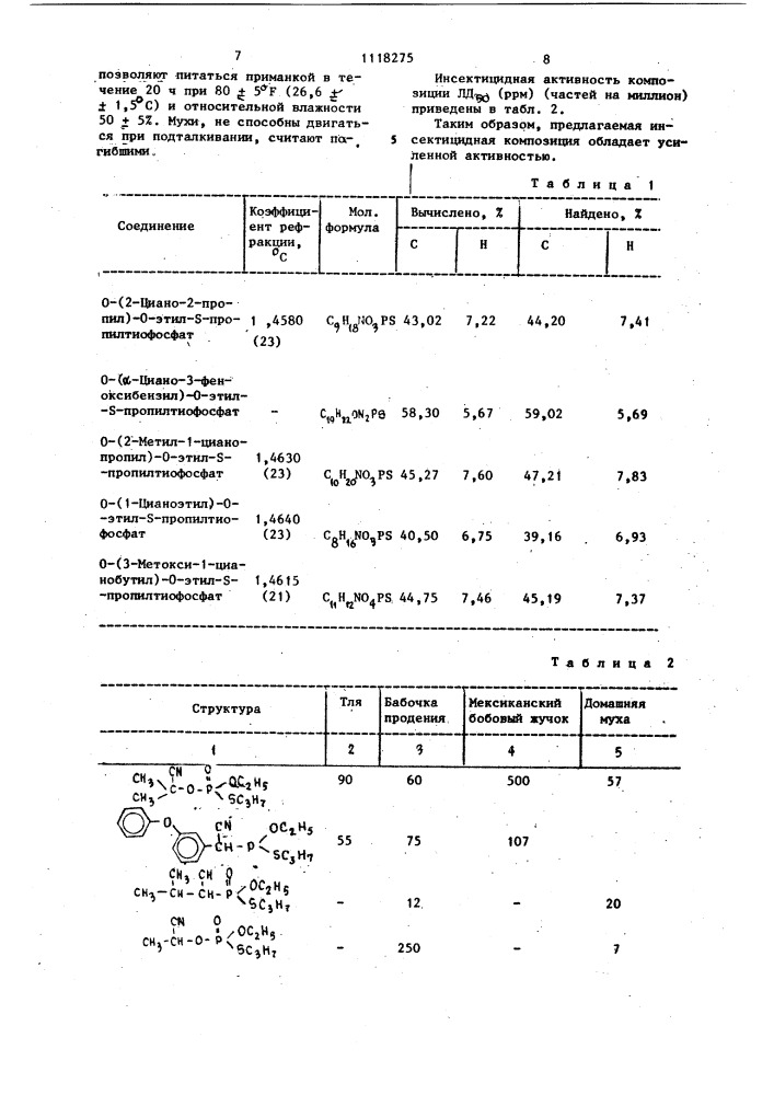 Инсектицидная композиция (патент 1118275)