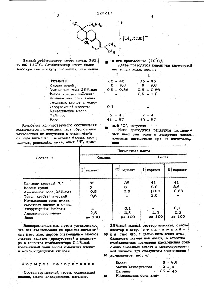 Состав пигментной пасты (патент 522217)