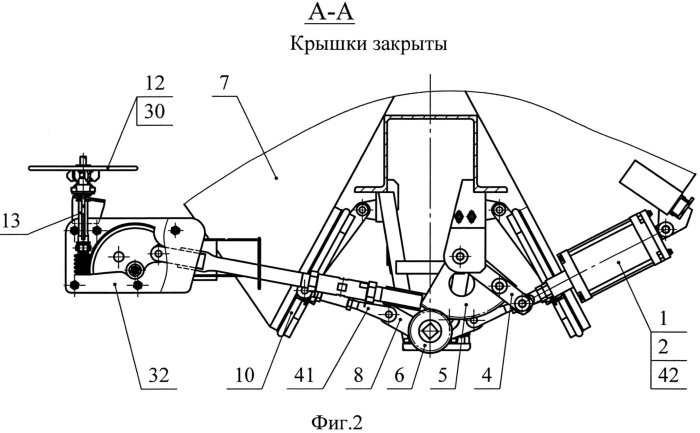 Устройство открывания и закрывания крышек разгрузочных люков бункерного вагона (патент 2592159)