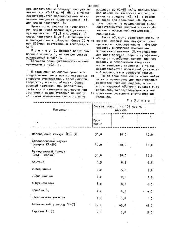 Резиновая смесь на основе ненасыщенных каучуков (патент 1010084)