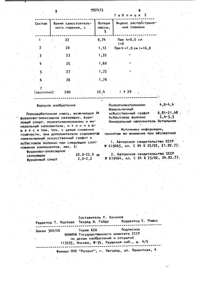 Полимербетонная смесь (патент 992473)