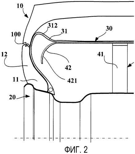 Устройство, служащее опорой для шины в случае выпуска воздуха из нее, и шина в сборе с таким устройством (патент 2380238)