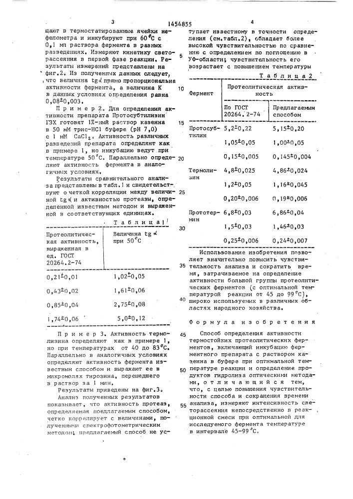 Способ определения активности термостойких протеолитических ферментов (патент 1454855)