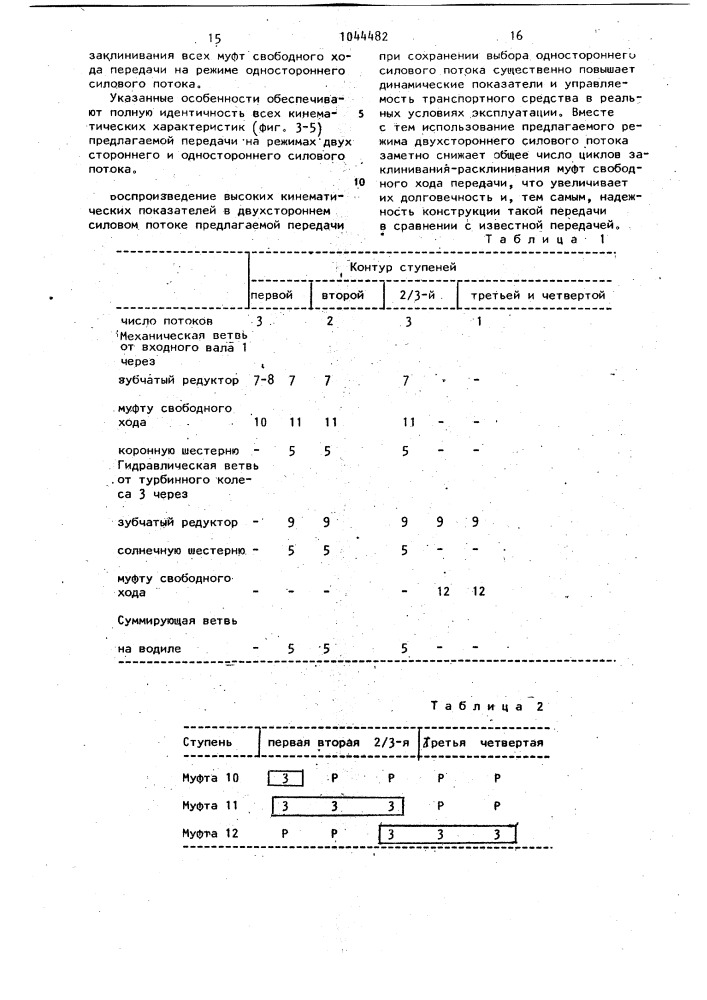Гидромеханическая многоконтурная передача прямого хода транспортного средства (патент 1044482)