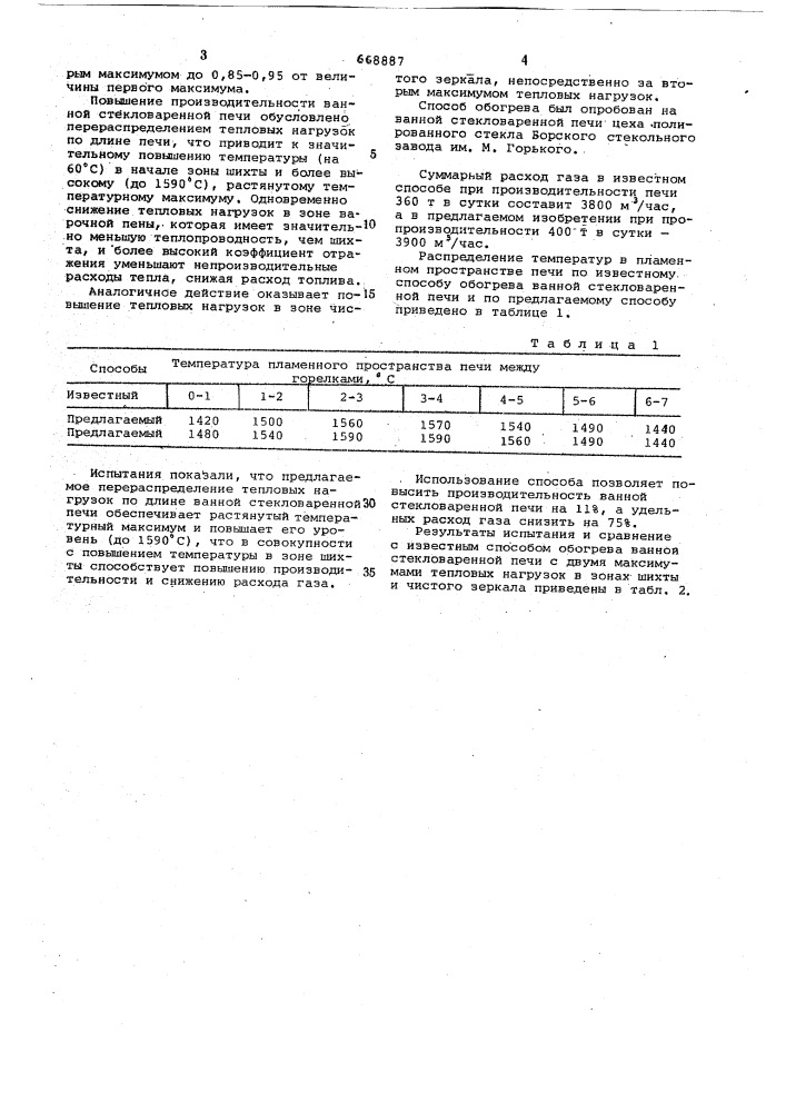 Способ обогрева ванной стекловаренной печи (патент 668887)