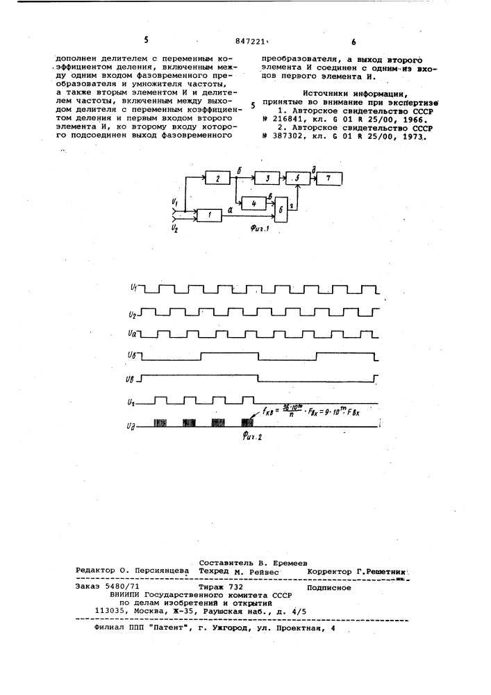 Цифровой фазометр (патент 847221)