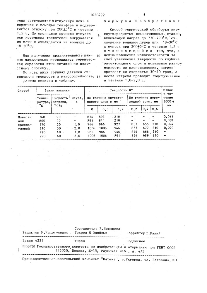 Способ термической обработки низкоуглеродистых цементованных сталей (патент 1620492)