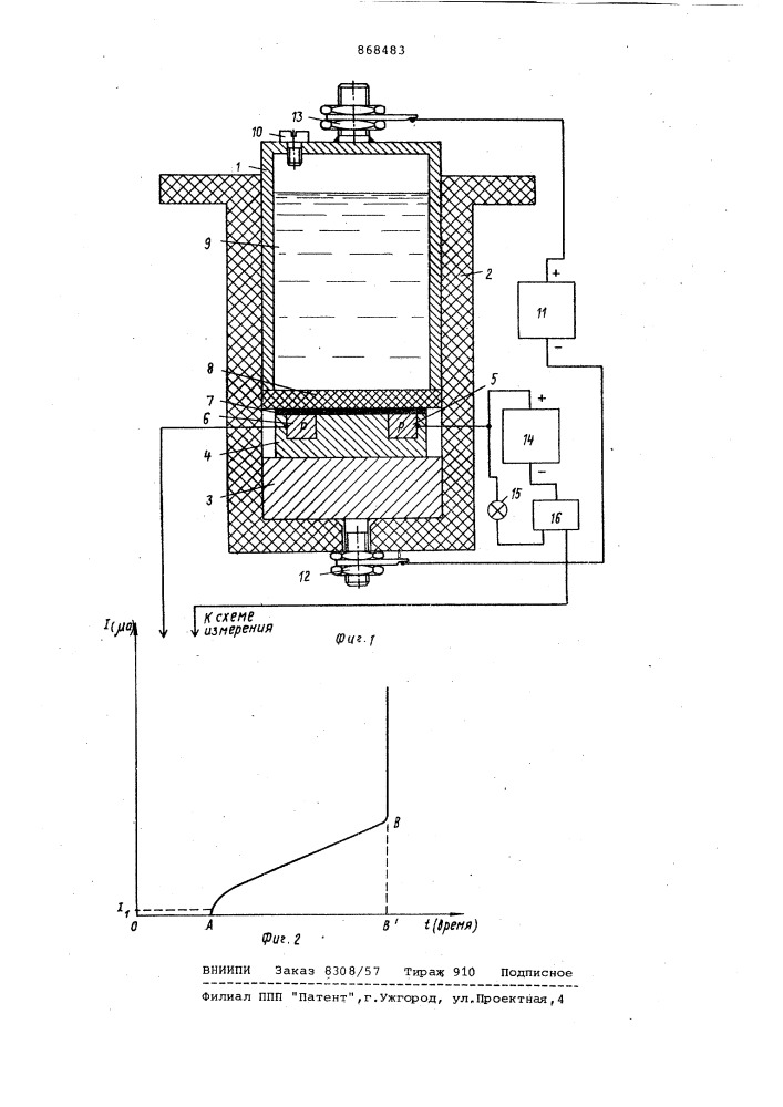 Устройство для определения кинетики проницаемости химически агрессивных сред через полимеры (патент 868483)