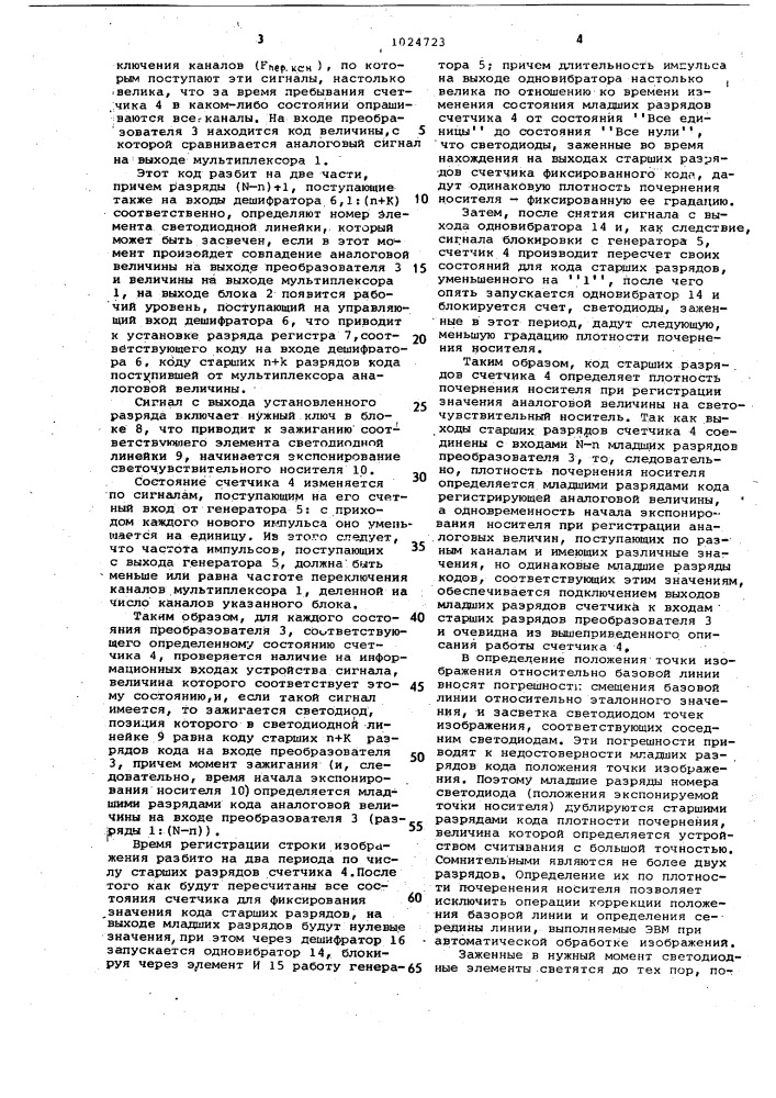 Устройство для регистрации информации (патент 1024723)