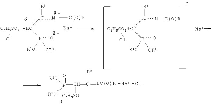 Способ получения n-замещенных (2-бензолсульфонил-2-диалкоксифосфорил)ацетамидинов (патент 2529199)