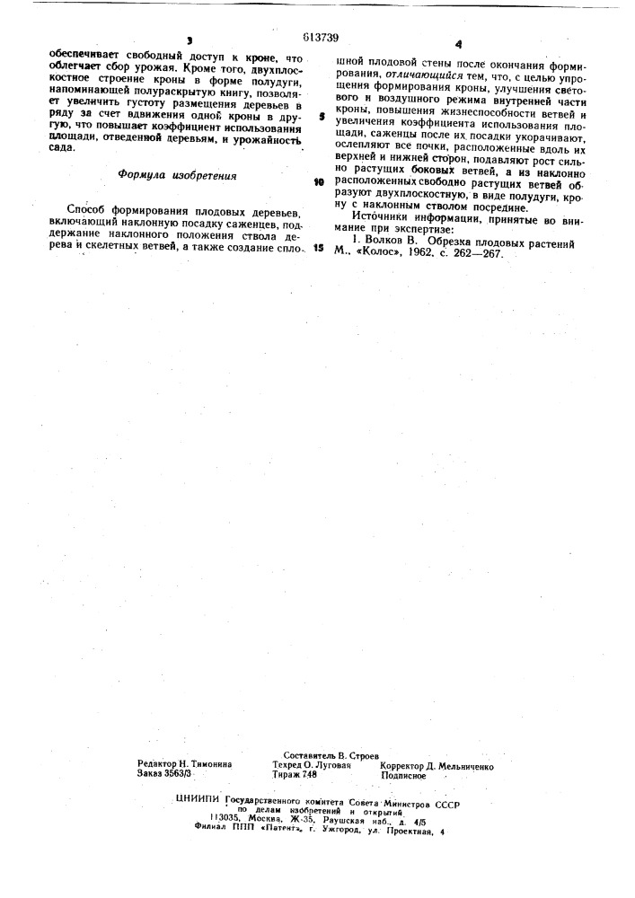 Способ формирования плодовых деревьев (патент 613739)