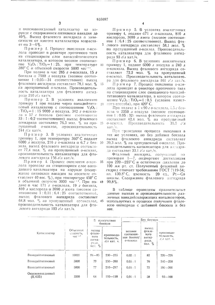 Способ получения фталевого ангидрида (патент 635097)