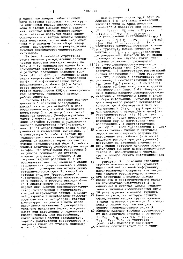 Система распределения электрической нагрузки электростанции (патент 1065958)