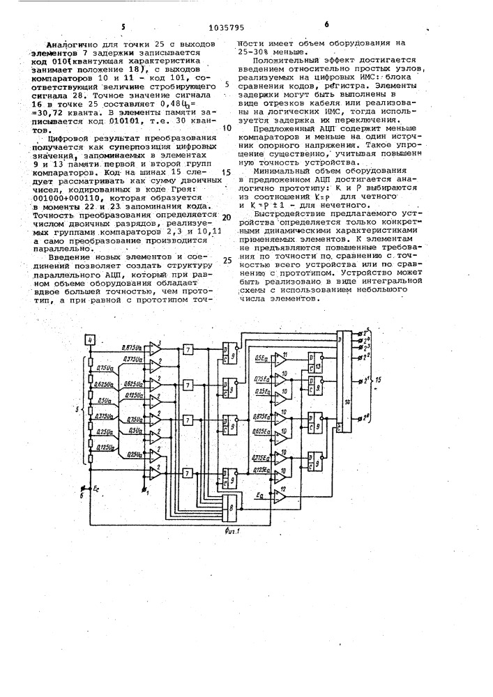Параллельный аналого-цифровой преобразователь (патент 1035795)